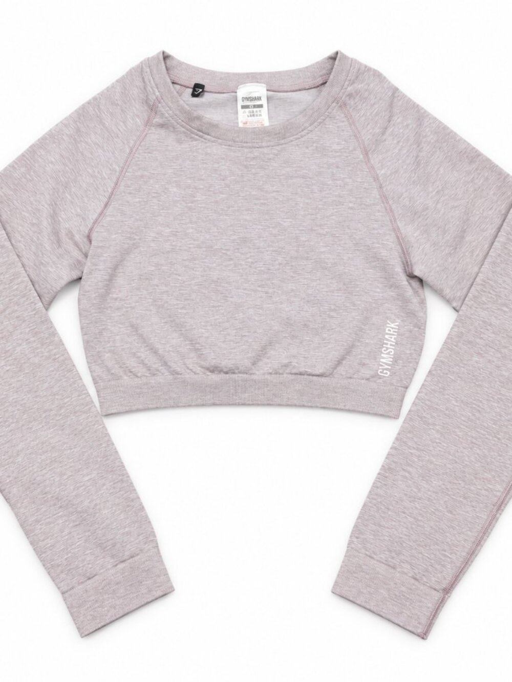 Gymshark Training Long Sleeve Crop Top Light Grey Marl